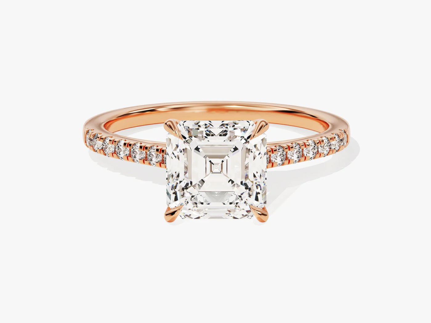 2.0CT Asscher Diamond Pave Setting Moissanite Engagement Ring