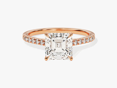 2.0CT Asscher Diamond Pave Setting Moissanite Engagement Ring