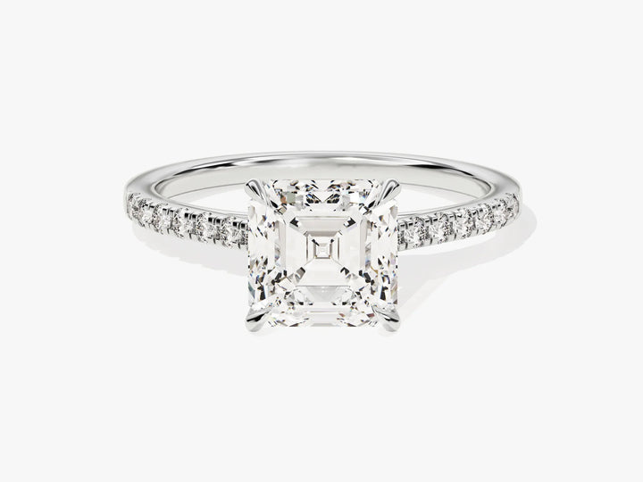 2.0CT Asscher Diamond Pave Setting Moissanite Engagement Ring