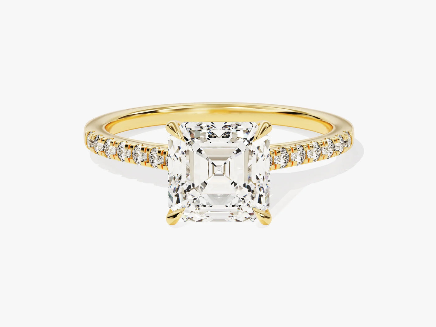 2.0CT Asscher Diamond Pave Setting Moissanite Engagement Ring