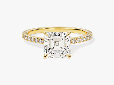 2.0CT Asscher Diamond Pave Setting Moissanite Engagement Ring
