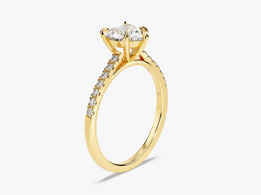 1.0CT Heart Diamond Pave Setting Moissanite Engagement Ring