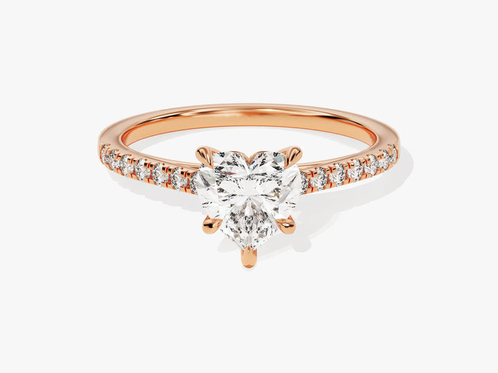 1.0CT Heart Diamond Pave Setting Moissanite Engagement Ring