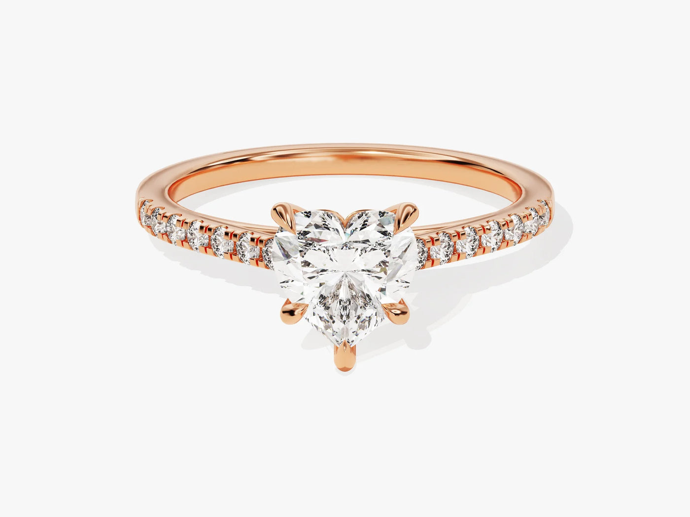 1.0CT Heart Diamond Pave Setting Moissanite Engagement Ring