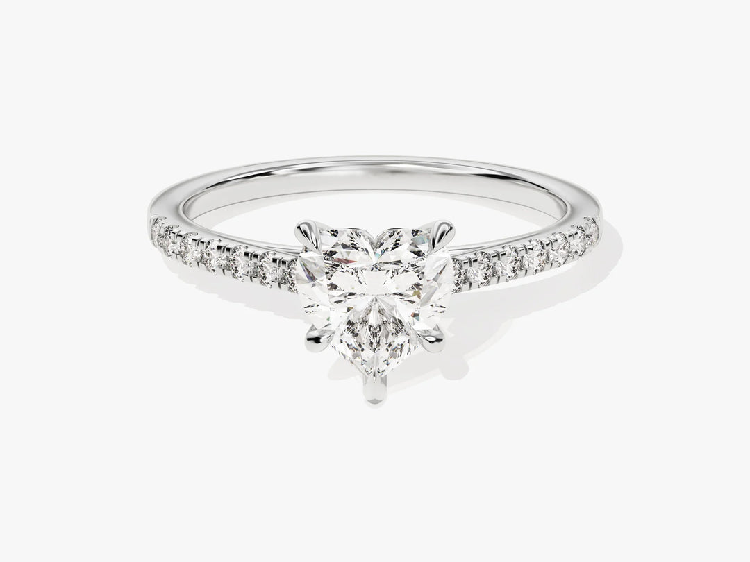 1.0CT Heart Diamond Pave Setting Moissanite Engagement Ring