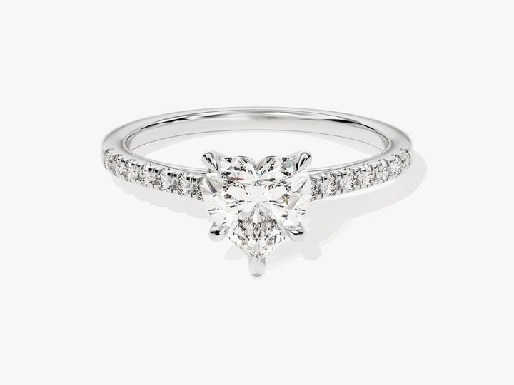 1.0CT Heart Diamond Pave Setting Moissanite Engagement Ring
