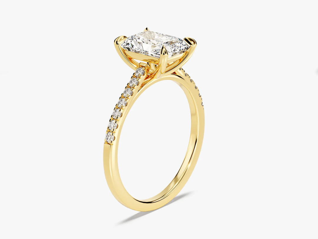 2.0CT Radiant Diamond Pave Setting Moissanite Engagement Ring