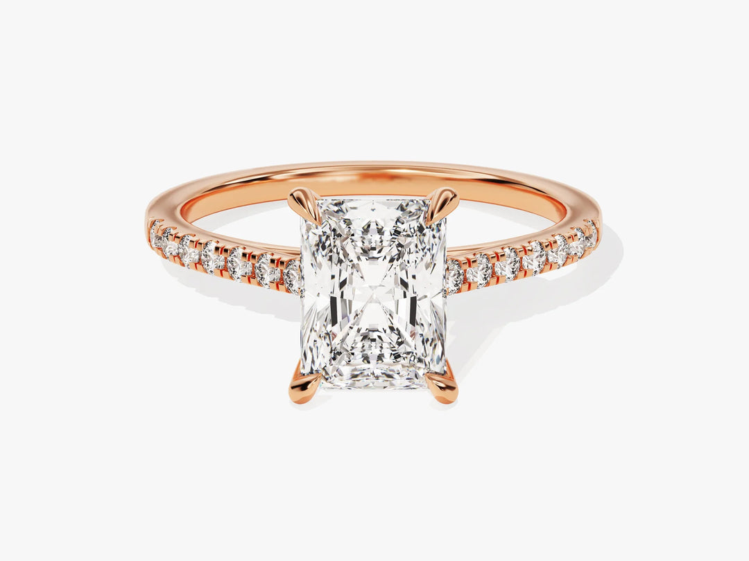2.0CT Radiant Diamond Pave Setting Moissanite Engagement Ring