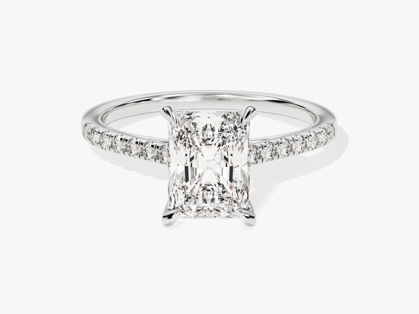 2.0CT Radiant Diamond Pave Setting Moissanite Engagement Ring