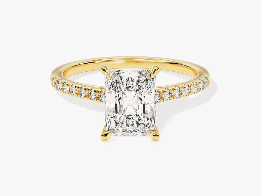 2.0CT Radiant Diamond Pave Setting Moissanite Engagement Ring
