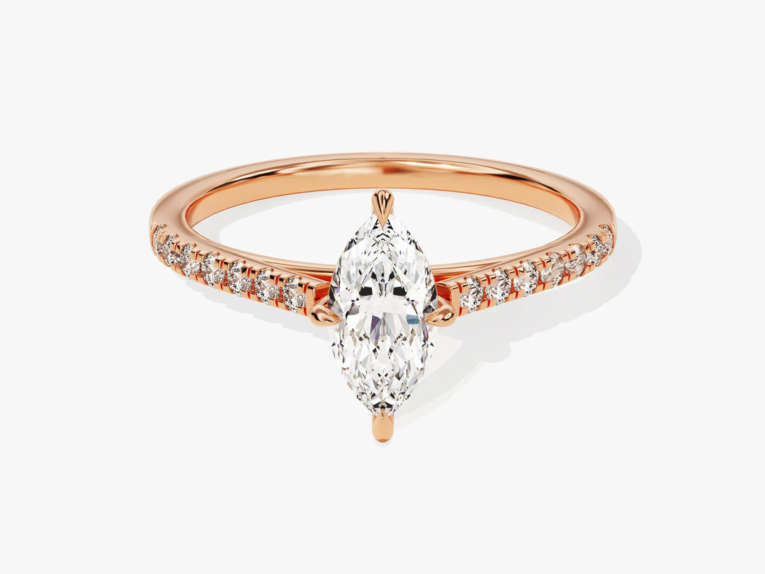 1.0CT Marquise Diamond Pave Setting Moissanite Engagement Ring