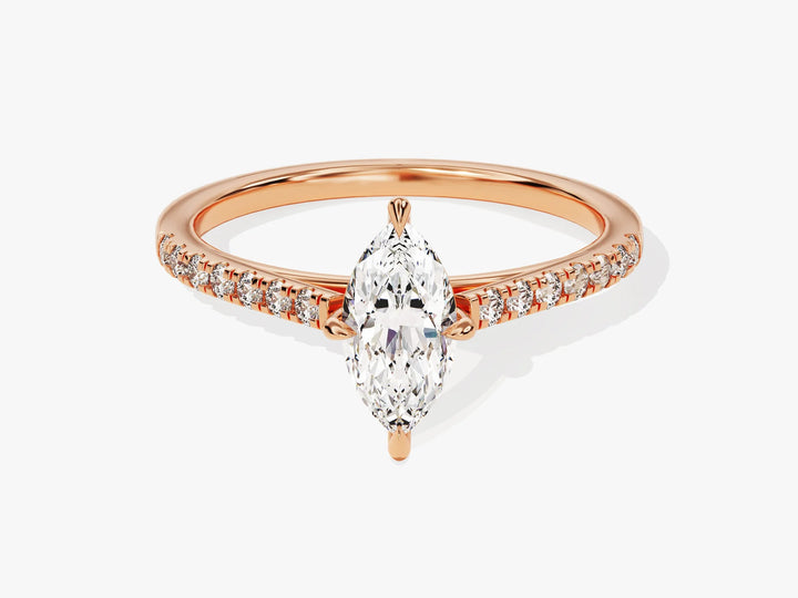 1.0CT Marquise Diamond Pave Setting Moissanite Engagement Ring