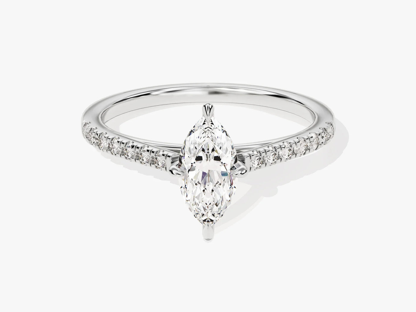 1.0CT Marquise Diamond Pave Setting Moissanite Engagement Ring