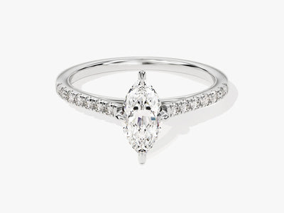 1.0CT Marquise Diamond Pave Setting Moissanite Engagement Ring