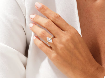 2.0CT Marquise Diamond Pave Setting Moissanite Engagement Ring