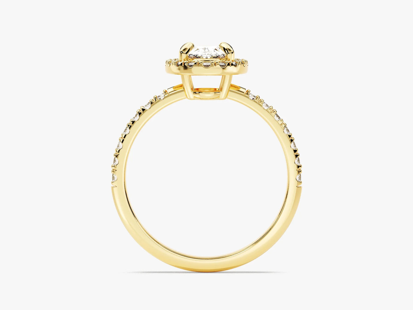 1.0CT Oval Diamond Halo Pave Setting Moissanite Engagement Ring