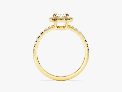 1.0CT Oval Diamond Halo Pave Setting Moissanite Engagement Ring