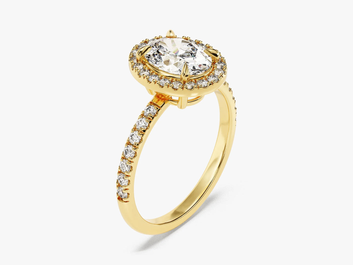 1.50CT Oval Diamond Halo Pave Setting Moissanite Engagement Ring