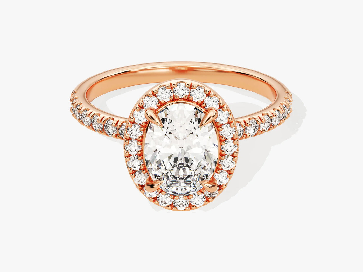 1.50CT Oval Diamond Halo Pave Setting Moissanite Engagement Ring