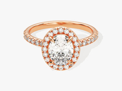1.50CT Oval Diamond Halo Pave Setting Moissanite Engagement Ring