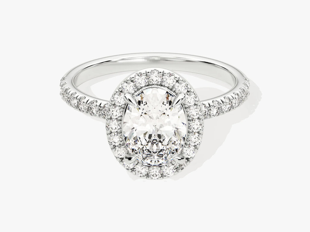 1.50CT Oval Diamond Halo Pave Setting Moissanite Engagement Ring