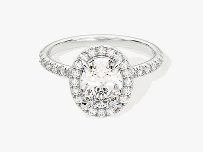 1.50CT Oval Diamond Halo Pave Setting Moissanite Engagement Ring