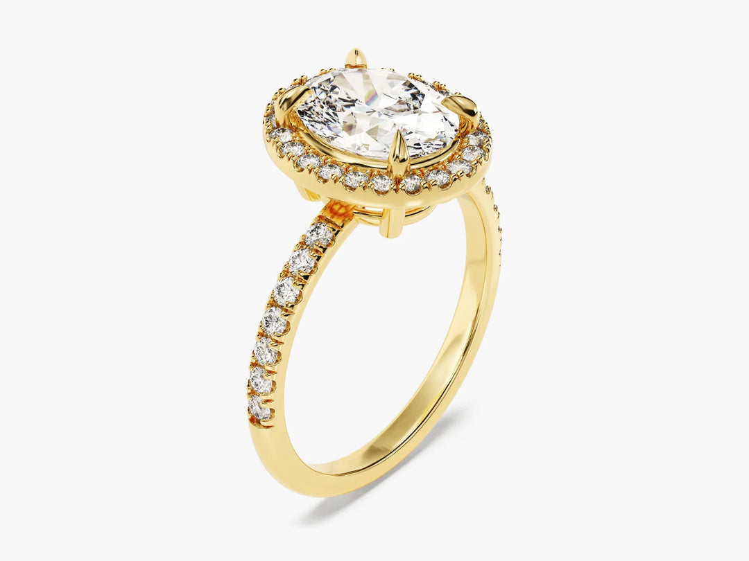2.0CT Oval Diamond Halo Pave Setting Moissanite Engagement Ring