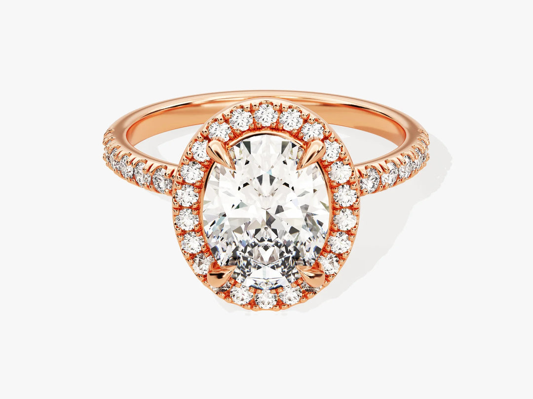 2.0CT Oval Diamond Halo Pave Setting Moissanite Engagement Ring