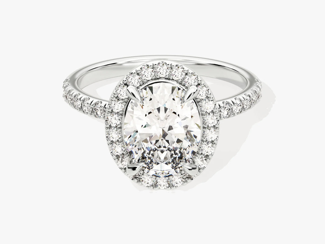 2.0CT Oval Diamond Halo Pave Setting Moissanite Engagement Ring