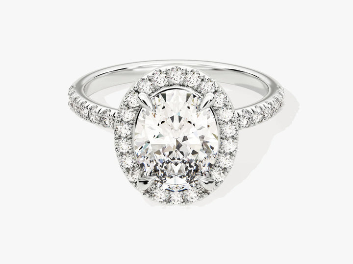 2.0CT Oval Diamond Halo Pave Setting Moissanite Engagement Ring