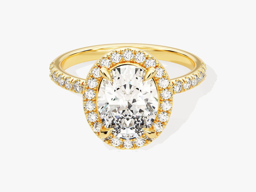 2.0CT Oval Diamond Halo Pave Setting Moissanite Engagement Ring