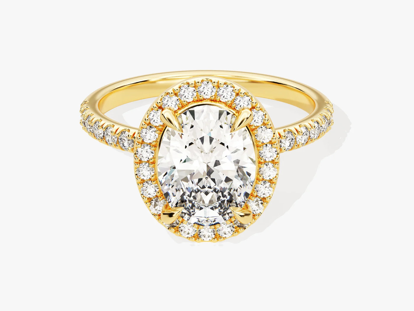 2.0CT Oval Diamond Halo Pave Setting Moissanite Engagement Ring