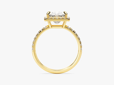 1.50CT Princess Diamond Halo Pave Setting Moissanite Engagement Ring