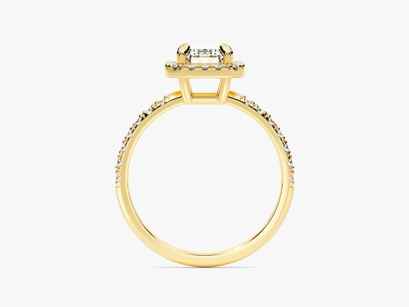 1.0CT Emerald Diamond Halo Pave Setting Moissanite Engagement Ring