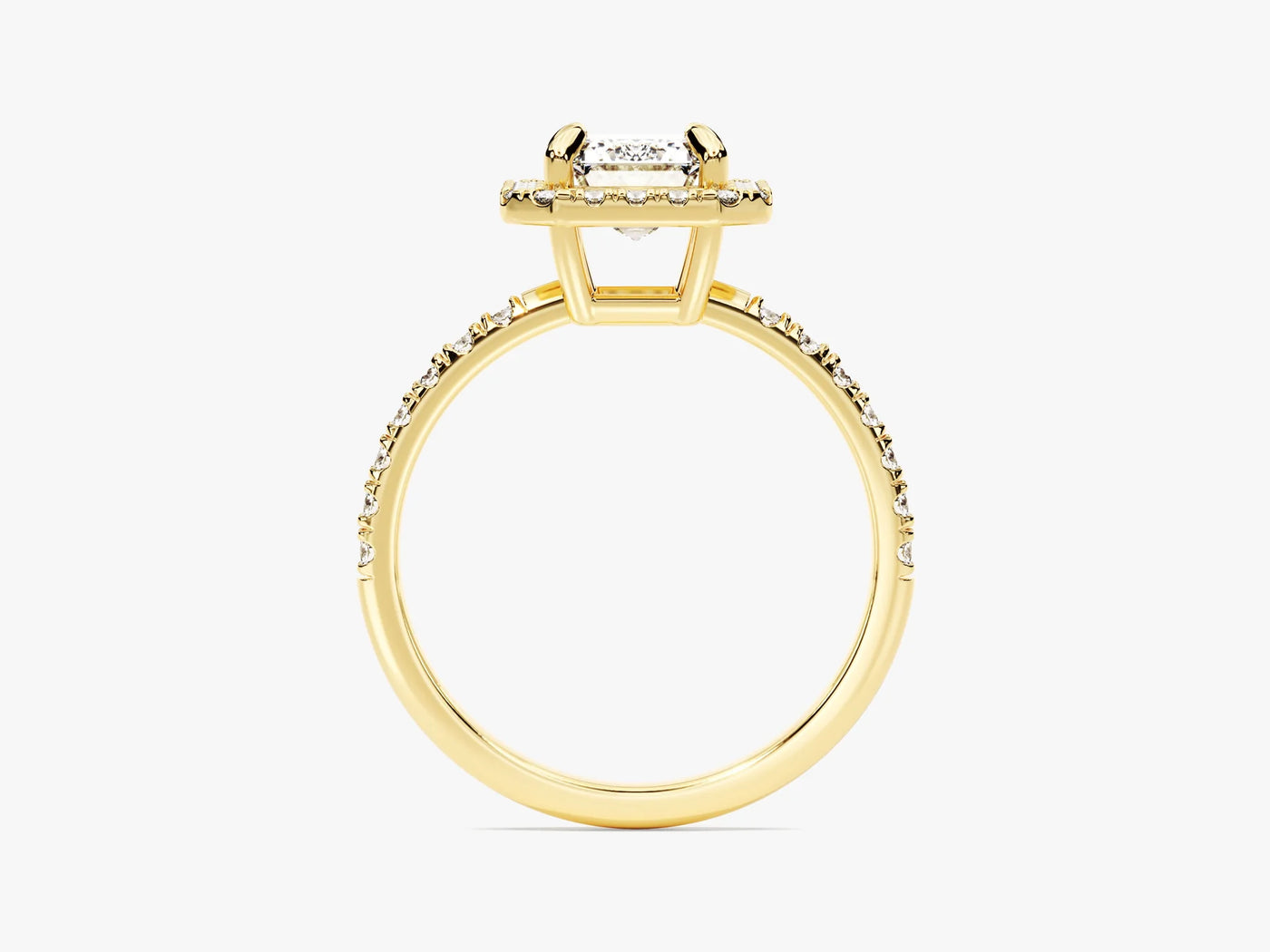 1.50CT Emerald Diamond Halo Pave Setting Moissanite Engagement Ring