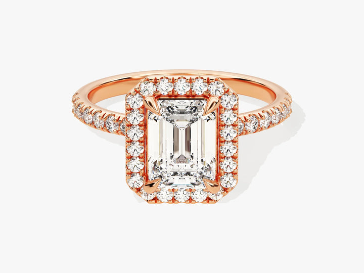 1.50CT Emerald Diamond Halo Pave Setting Moissanite Engagement Ring