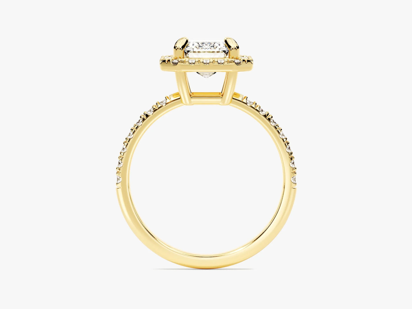 2.0CT Emerald Diamond Halo Pave Setting Moissanite Engagement Ring