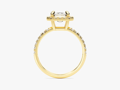 2.0CT Emerald Diamond Halo Pave Setting Moissanite Engagement Ring