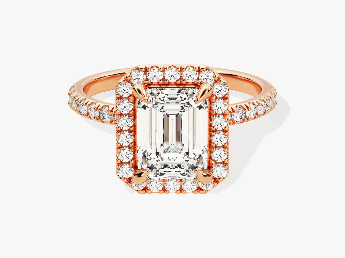 2.0CT Emerald Diamond Halo Pave Setting Moissanite Engagement Ring