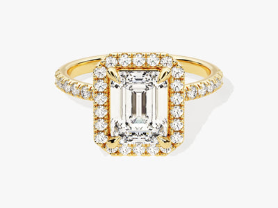2.0CT Emerald Diamond Halo Pave Setting Moissanite Engagement Ring