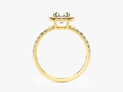 1.0CT Cushion Diamond Halo Pave Setting Moissanite Engagement Ring