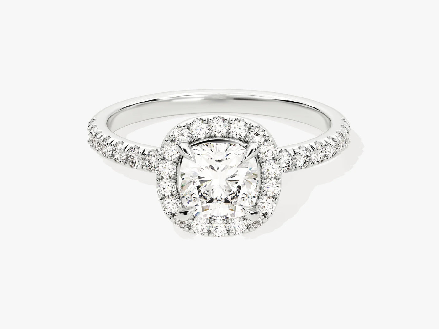 1.50CT Cushion Diamond Halo Pave Setting Moissanite Engagement Ring