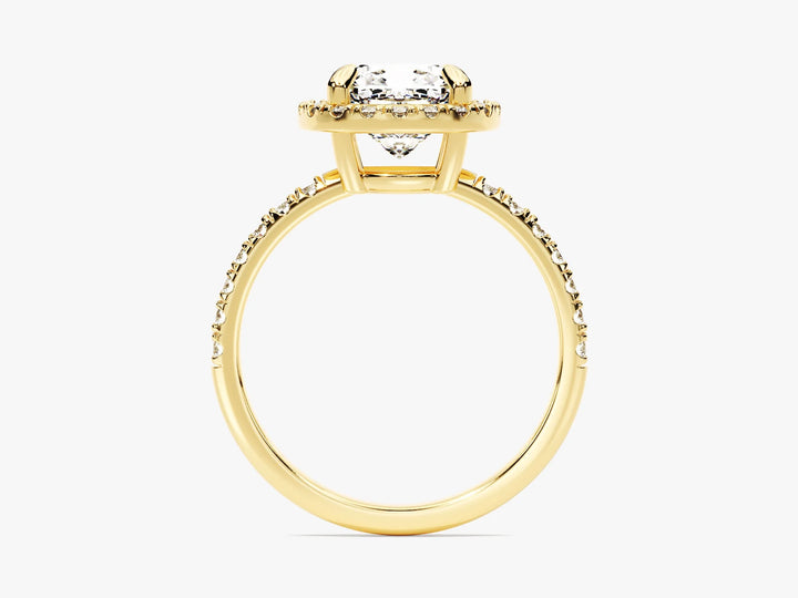 2.0CT Cushion Diamond Halo Pave Setting Moissanite Engagement Ring