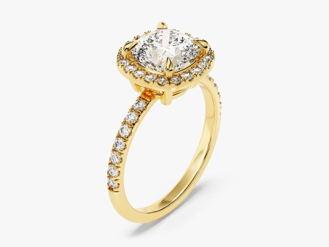 2.0CT Cushion Diamond Halo Pave Setting Moissanite Engagement Ring