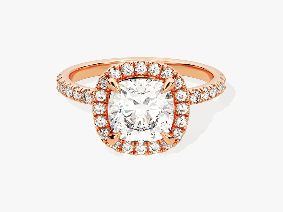 2.0CT Cushion Diamond Halo Pave Setting Moissanite Engagement Ring