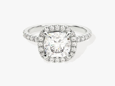 2.0CT Cushion Diamond Halo Pave Setting Moissanite Engagement Ring