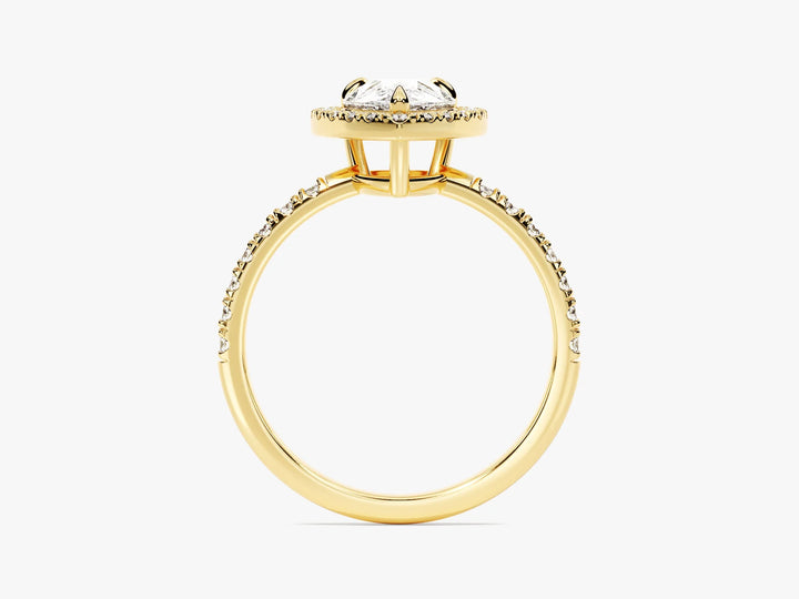 1.50CT Pear Diamond Halo Pave Setting Moissanite Engagement Ring