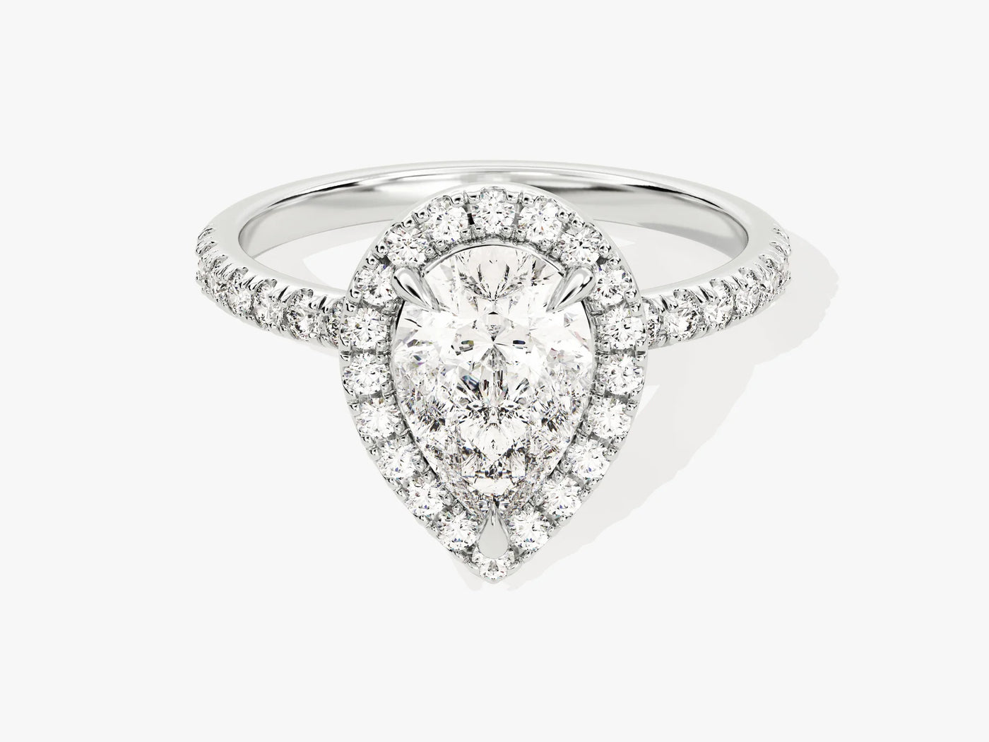 1.50CT Pear Diamond Halo Pave Setting Moissanite Engagement Ring