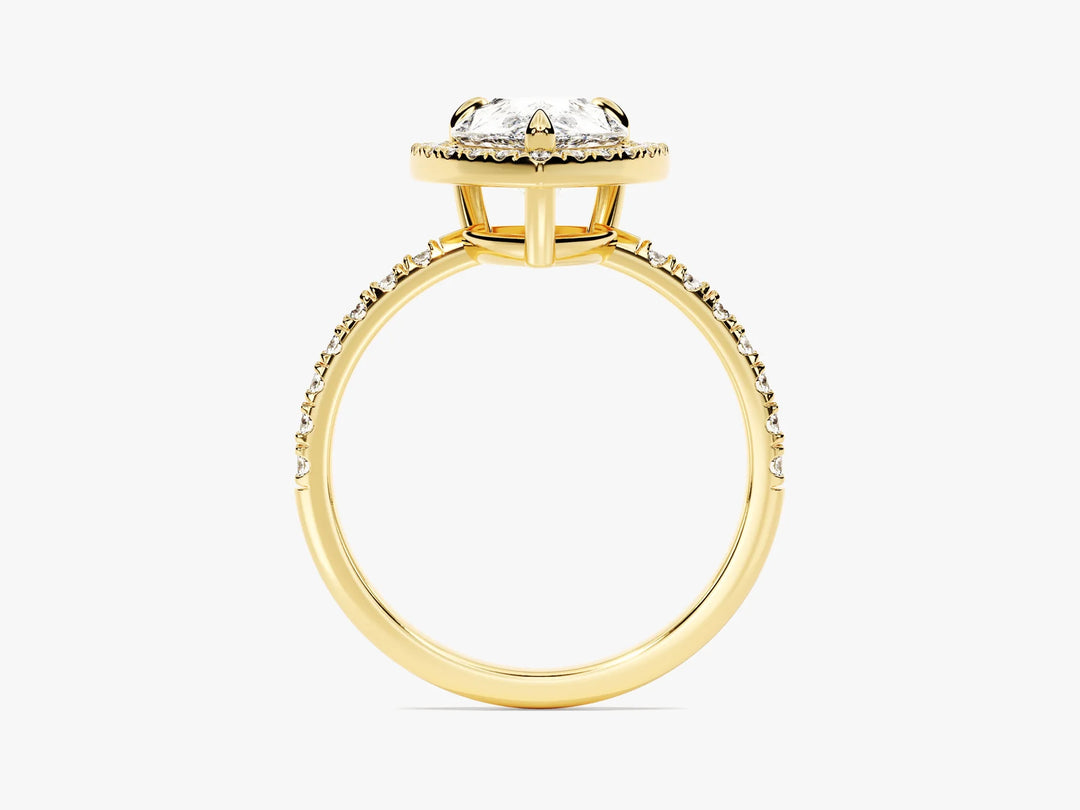 2.0CT Pear Diamond Halo Pave Setting Moissanite Engagement Ring