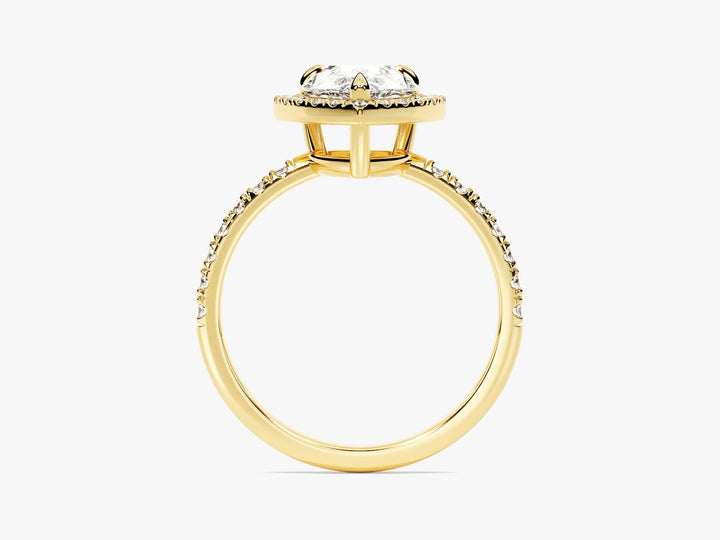 2.0CT Pear Diamond Halo Pave Setting Moissanite Engagement Ring